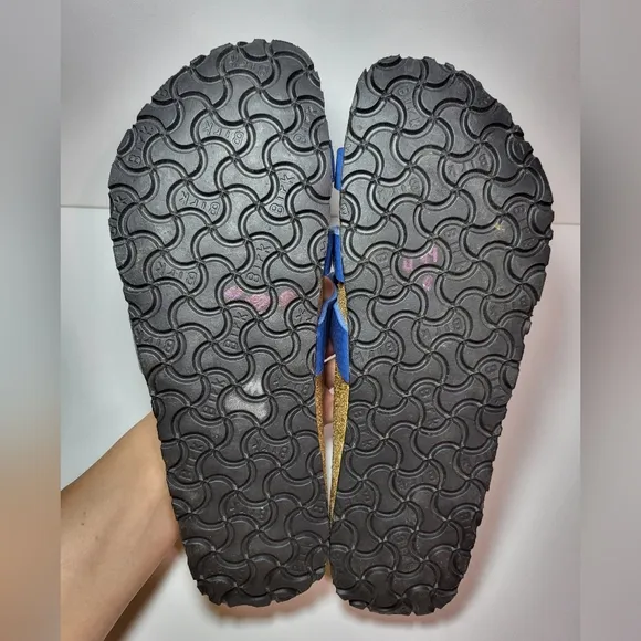 Birkenstock Birki's Xenia Blue Textured 3-Strap Sandals Women's Size 9 or 40EU