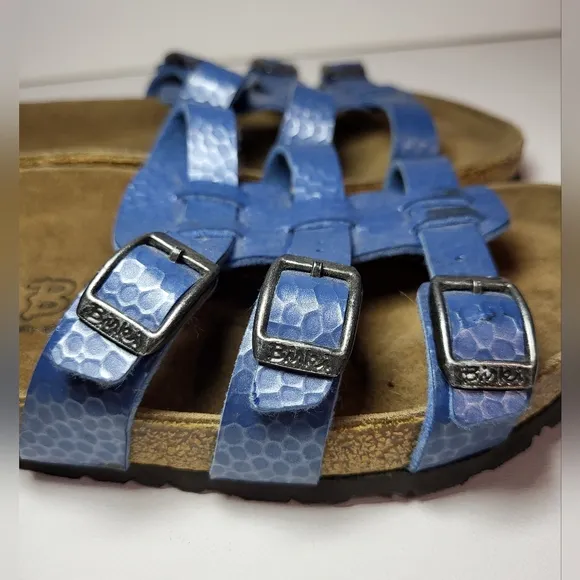 Birkenstock Birki's Xenia Blue Textured 3-Strap Sandals Women's Size 9 or 40EU