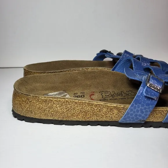 Birkenstock Birki's Xenia Blue Textured 3-Strap Sandals Women's Size 9 or 40EU