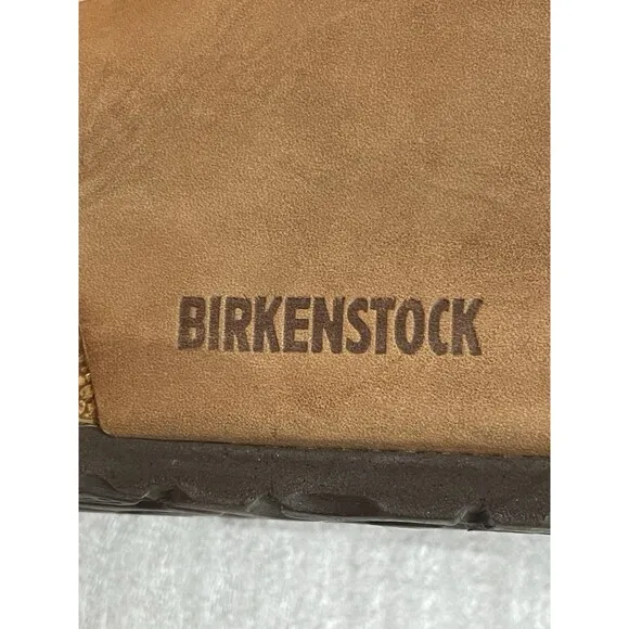 Birkenstock Brown Leather Flat Sandals Unisex Sz 43/10 Comfort Straps &amp; Buckles