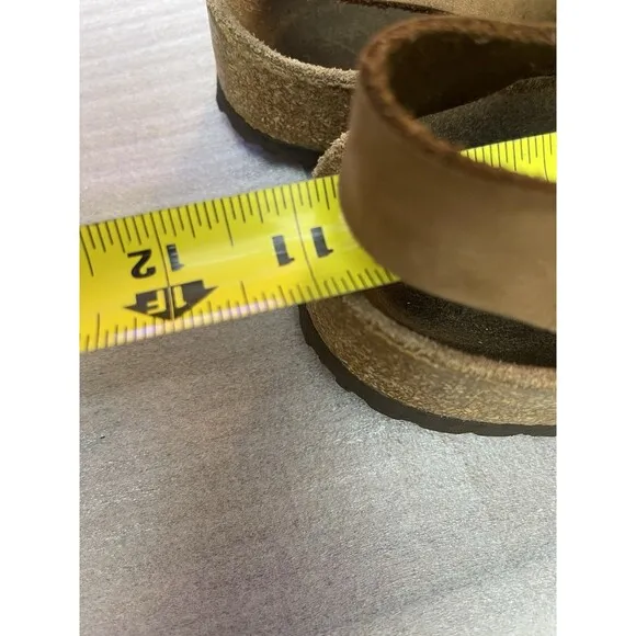 Birkenstock Brown Leather Flat Sandals Unisex Sz 43/10 Comfort Straps &amp; Buckles