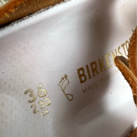 BIRKENSTOCK Gizeh T Strap Leather Sandals Size 36 US 6 Orange Buckle