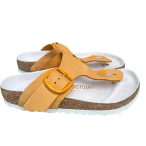 BIRKENSTOCK Gizeh T Strap Leather Sandals Size 36 US 6 Orange Buckle