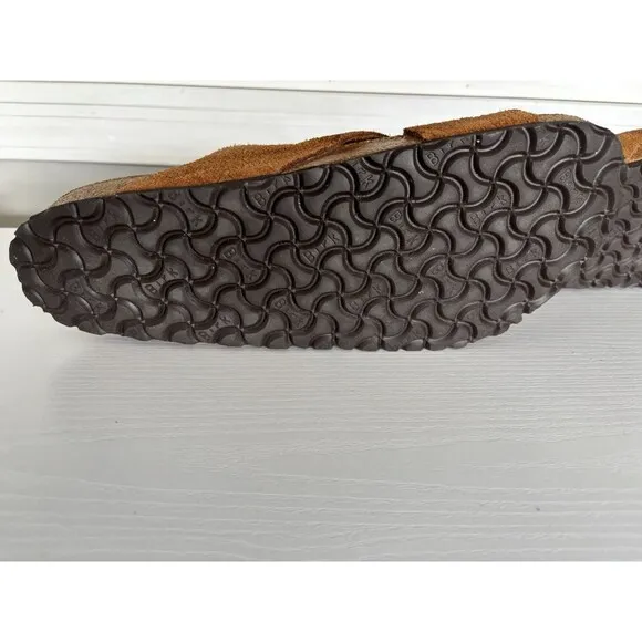 Birkenstock Lugano Soft Footbed Mink Brown Suede Leather Sandals US 11 EU 44