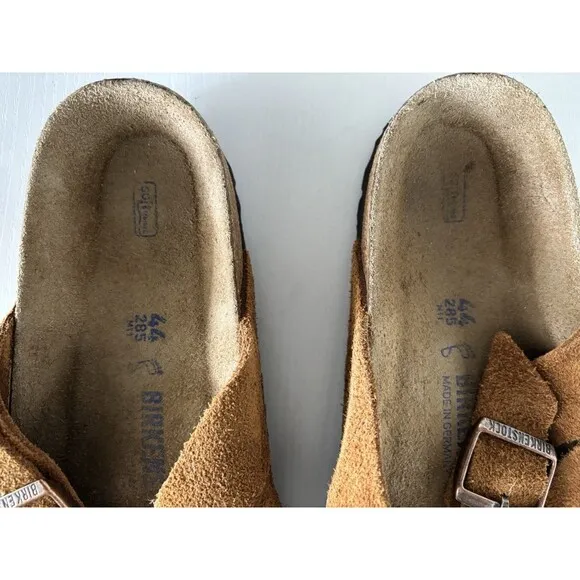 Birkenstock Lugano Soft Footbed Mink Brown Suede Leather Sandals US 11 EU 44