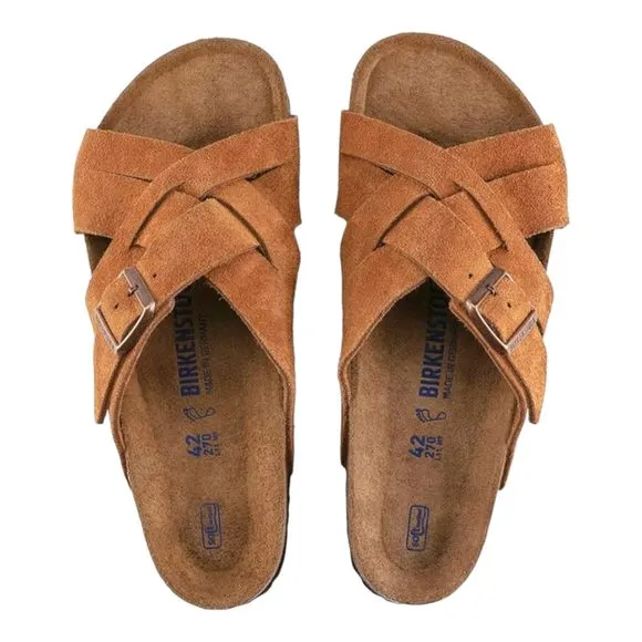 BIRKENSTOCK LUGANO SOFT FOOTBED SUEDE SANDALS - SOPHISTICATED COMFORT FOR E