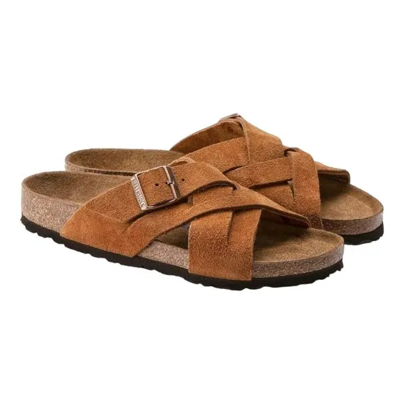 BIRKENSTOCK LUGANO SOFT FOOTBED SUEDE SANDALS - SOPHISTICATED COMFORT FOR E