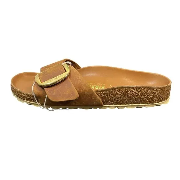 Birkenstock Madrid Big Buckle Leather Slide Sandals Summer Comfort Brown 37 6.5