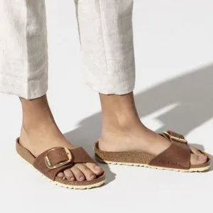 Birkenstock Madrid Big Buckle Leather Slide Sandals Summer Comfort Brown 37 6.5