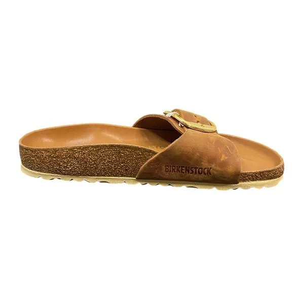 Birkenstock Madrid Big Buckle Leather Slide Sandals Summer Comfort Brown 37 6.5