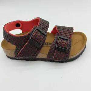 Birkenstock New York Kids BS Octopus Red Black Strappy Sandals Narrow Fit