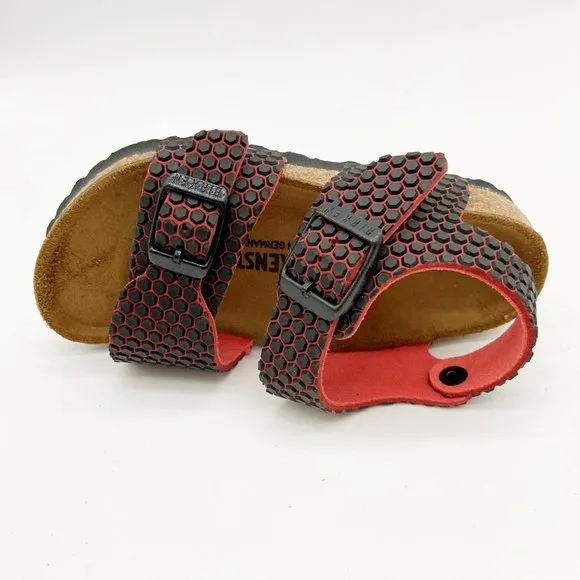 Birkenstock New York Kids BS Octopus Red Black Strappy Sandals Narrow Fit