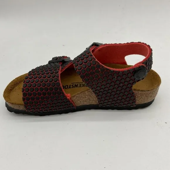 Birkenstock New York Kids BS Octopus Red Black Strappy Sandals Narrow Fit