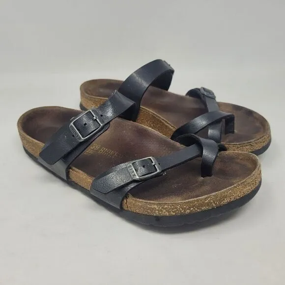 Birkenstock Sandals Womens EU39 US8 Mayari Birko-Flor Black Comfort Slides