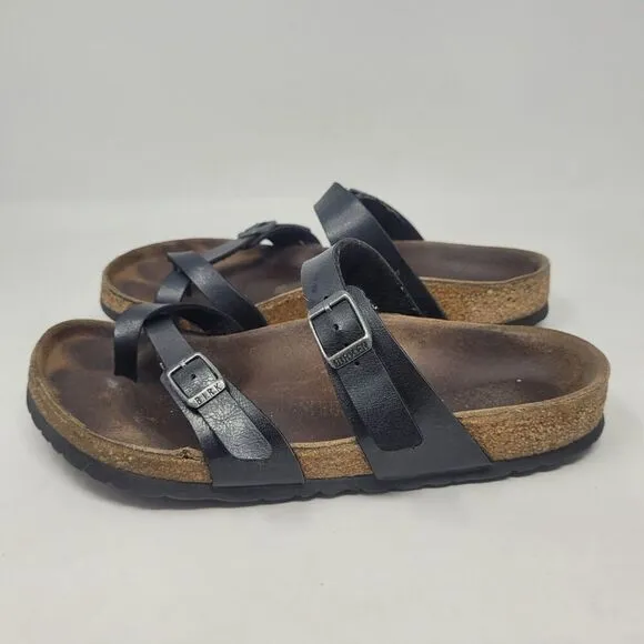 Birkenstock Sandals Womens EU39 US8 Mayari Birko-Flor Black Comfort Slides