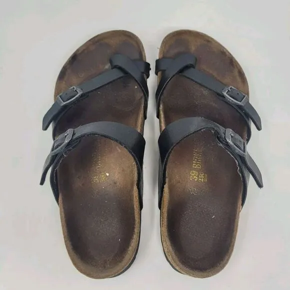 Birkenstock Sandals Womens EU39 US8 Mayari Birko-Flor Black Comfort Slides