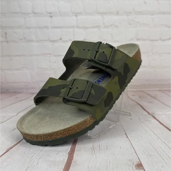 Birkenstock Soft Footbed Birko Flor Desert Oil Camo Green Sandals M Sz 9/W Sz 11