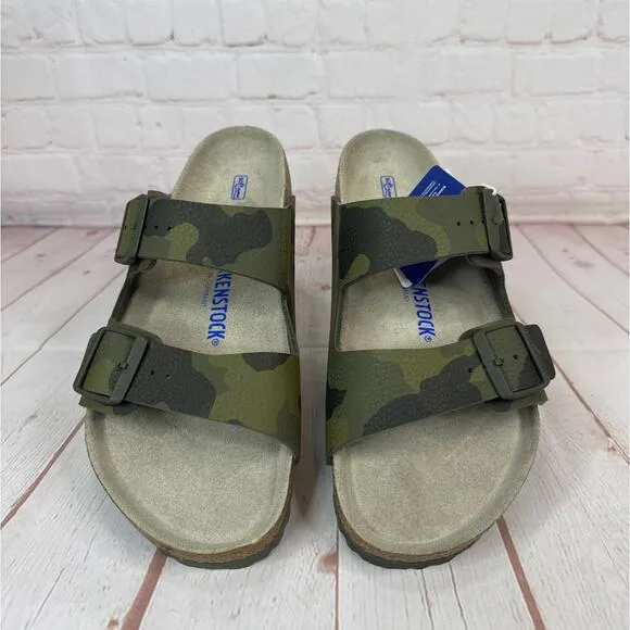 Birkenstock Soft Footbed Birko Flor Desert Oil Camo Green Sandals M Sz 9/W Sz 11