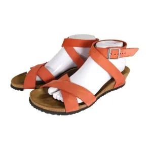 Birkenstock Women Lola US9 Corral Nubuck Leather Wedge Strappy Sandals