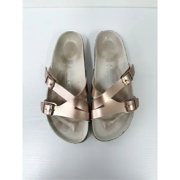 Birkenstock Yao Balance Rose Gold Copper Strappy Lux Sandals 39 W8 M6