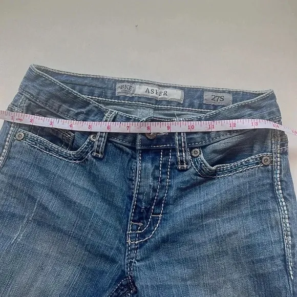 BKE Jeans Mens 27S Boys 16 Asher Faded Distressed Medium Wash Stretch Blue Denim