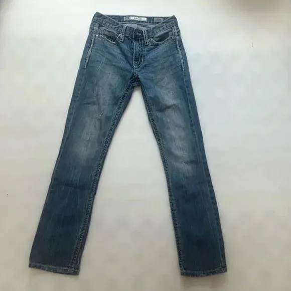 BKE Jeans Mens 27S Boys 16 Asher Faded Distressed Medium Wash Stretch Blue Denim