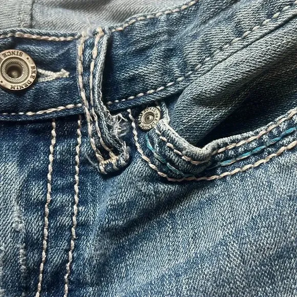 BKE Jeans Mens 27S Boys 16 Asher Faded Distressed Medium Wash Stretch Blue Denim