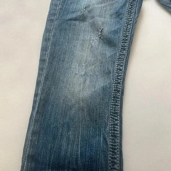 BKE Jeans Mens 27S Boys 16 Asher Faded Distressed Medium Wash Stretch Blue Denim