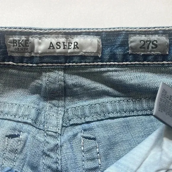 BKE Jeans Mens 27S Boys 16 Asher Faded Distressed Medium Wash Stretch Blue Denim