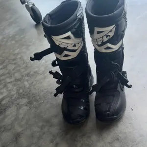 Black and White Motorcycle Boots