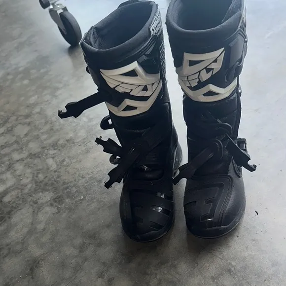 Black and White Motorcycle Boots