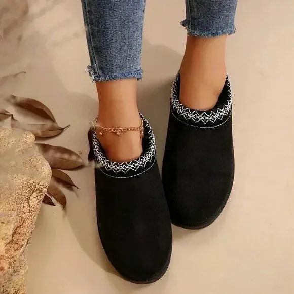 Black Casual Women's Faux Fur Lined Sandals And Platform Snow Boots