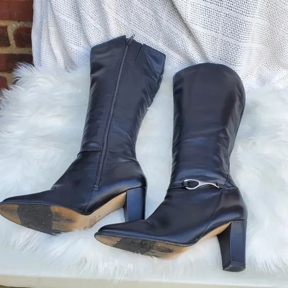 Black‎ Leather horsebit riding boots 9
