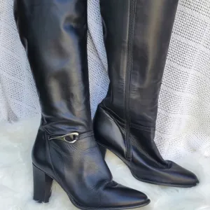 Black‎ Leather horsebit riding boots 9