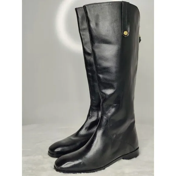 Black Leather Knee High Riding Boots Size 6.5