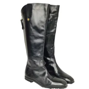 Black Leather Knee High Riding Boots Size 6.5