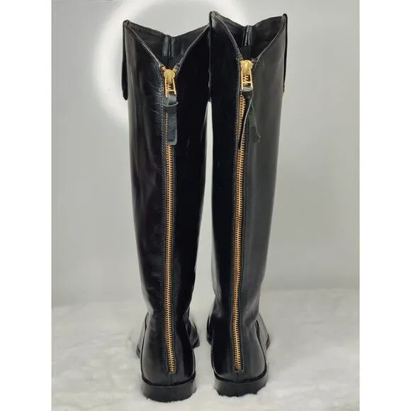Black Leather Knee High Riding Boots Size 6.5