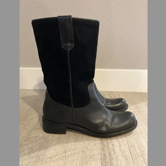 Black Leather Western Riding Boots