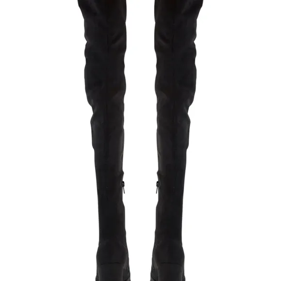 Black Micro Stretch Suede Long Boots