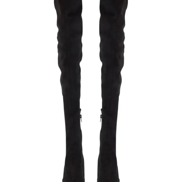 Black Micro Stretch Suede Long Boots