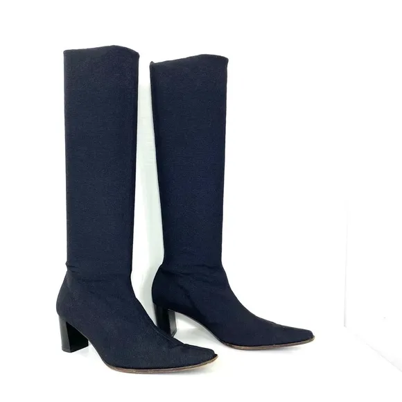 Black Microstretch High Tall Boots Women’s Size 6.5