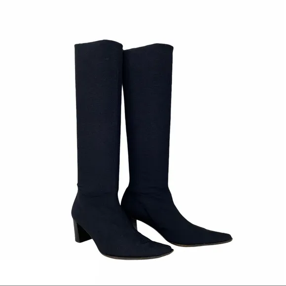 Black Microstretch High Tall Boots Women’s Size 6.5