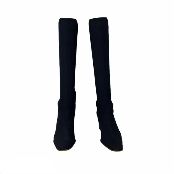 Black Microstretch High Tall Boots Women’s Size 6.5