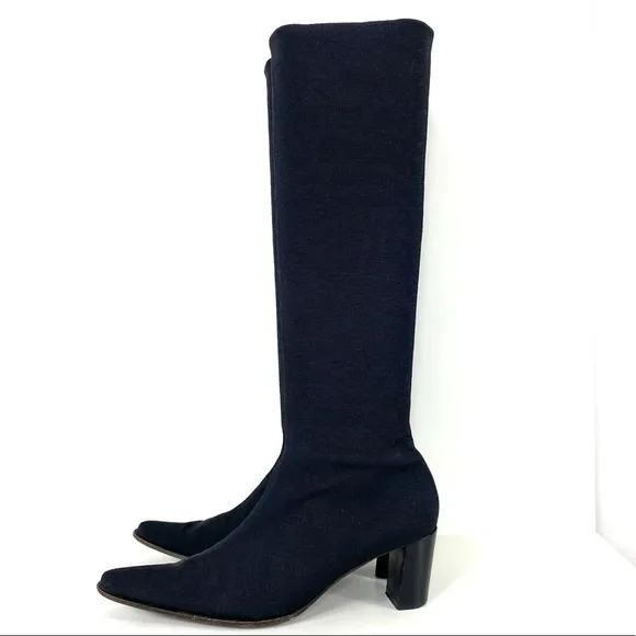 Black Microstretch High Tall Boots Women’s Size 6.5