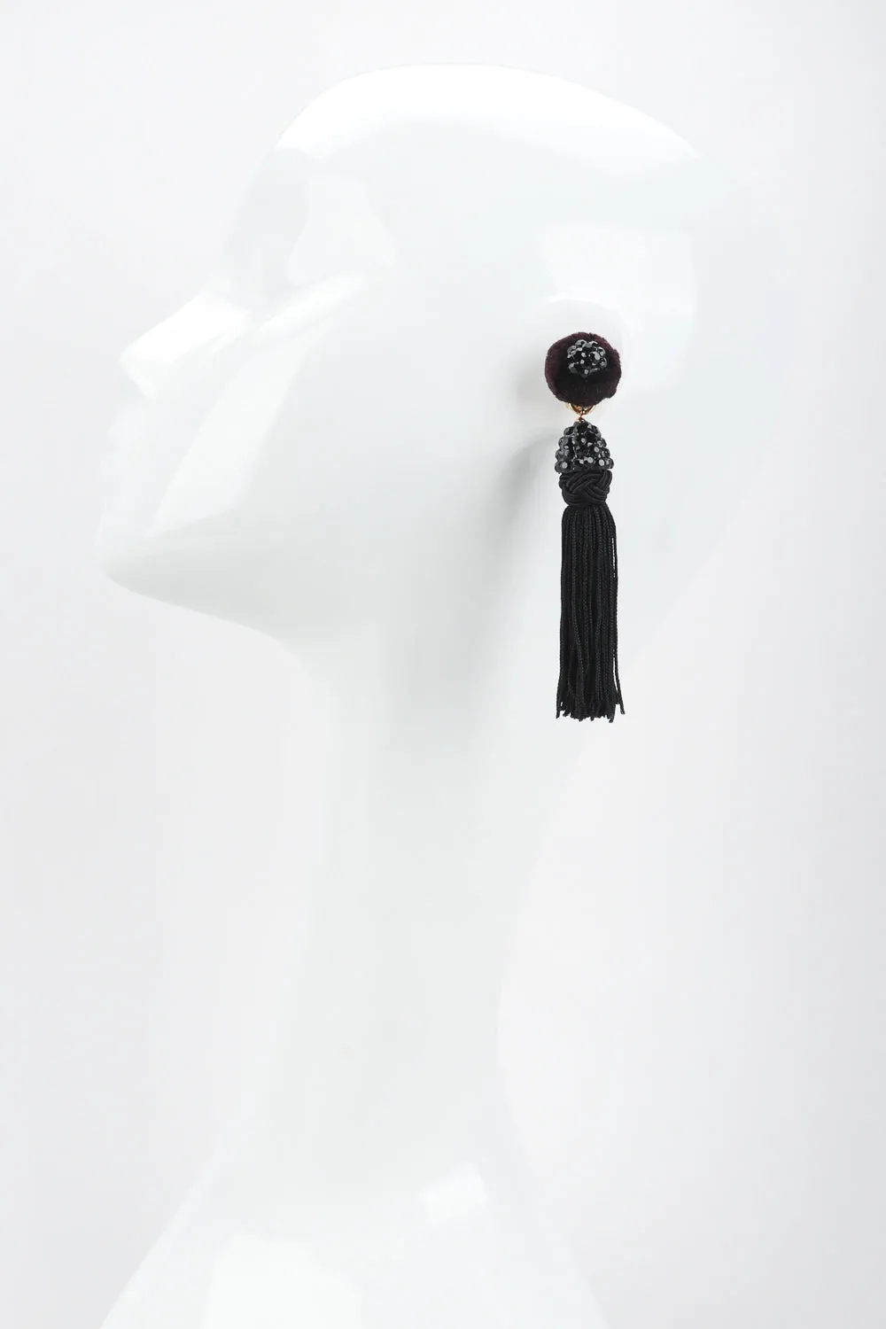 Black Rhinestone Tassel Earrings
