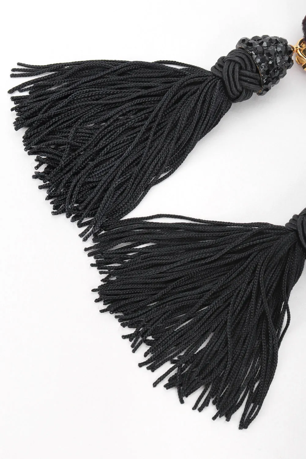 Black Rhinestone Tassel Earrings