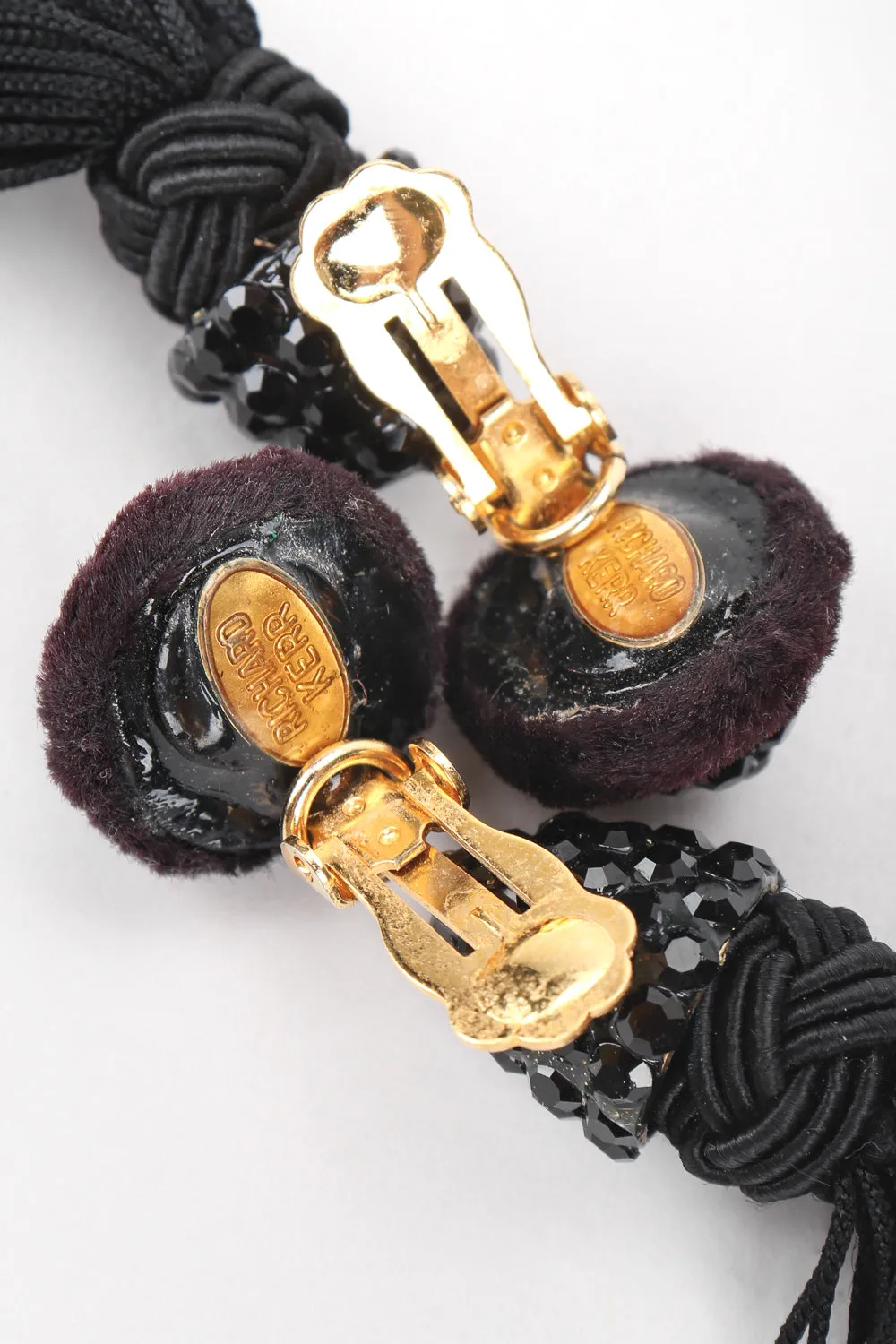 Black Rhinestone Tassel Earrings