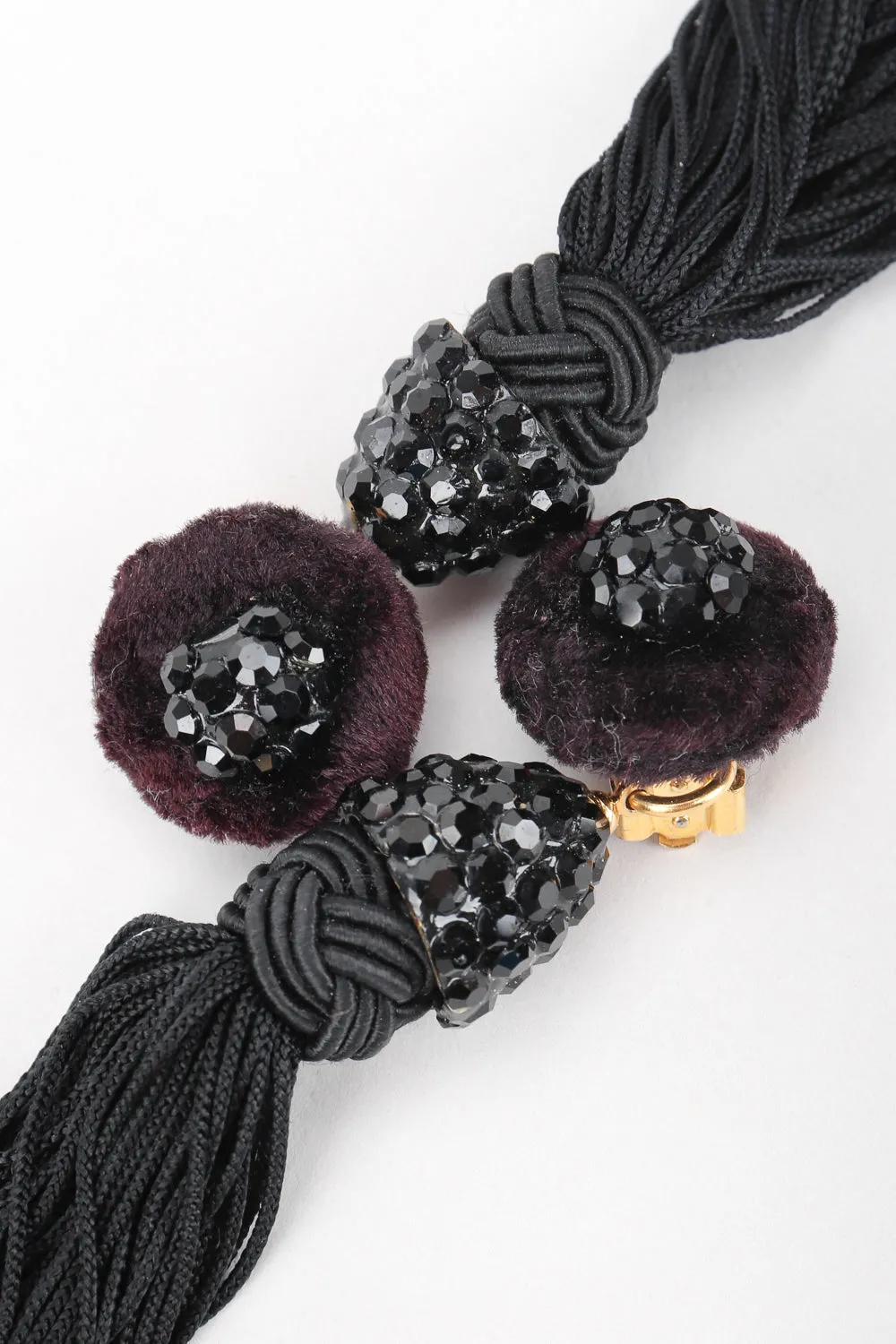 Black Rhinestone Tassel Earrings