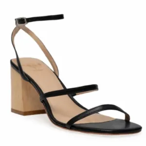 Black Suede Studio Black Leather Strappy Verana Sandals  New Size 38 (7.5)