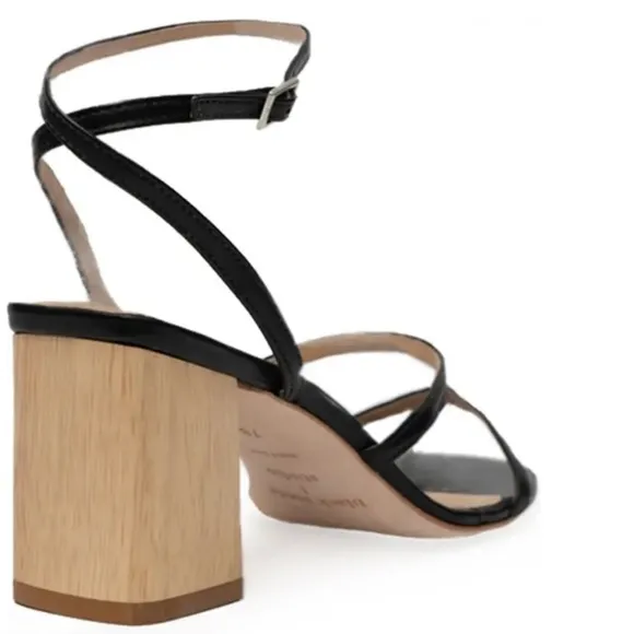 Black Suede Studio Black Leather Strappy Verana Sandals  New Size 38 (7.5)